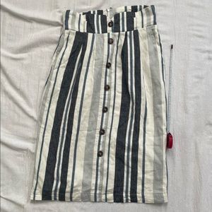 Blue vertical striped midi skirt